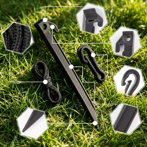 Inflatable Stakes Kit for Yard Decorations - Heavy Duty Ground Stakes, Ropes & Hooks, Outdoor Tie Down Set for Christmas & Halloween