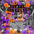 Purple Halloween Party Decorations Kit - Ghost Balloons, Spider Web, Foil Curtains, Boo Banner