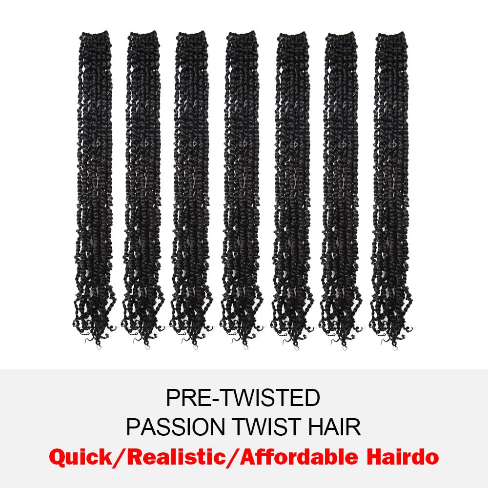 WUDAS Long Passion Twist Hair 30 Inch Pre-twisted Crochet Hair Natural Black Pre-looped Synthetic Crochet Braids (8 Packs,1B)