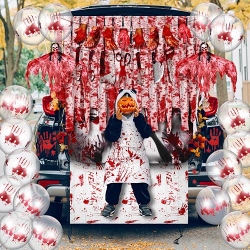 Halloween Trunk or Treat Car Decorations Kit - Bloody Horror Theme, 33 Pieces