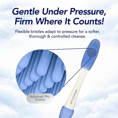 Skiennix Extra Soft Toothbrush for Sensitive Gums - Ultra-Soft TPU Bristles, BPA-Free, 2 Replaceable Heads & Travel Covers