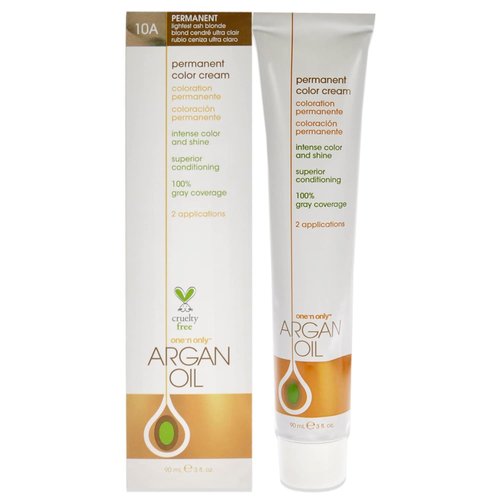 One N' Only Permanent Hair Color - Argan Oil Infused Dye for Rich Gray Coverage - 10A Lightest Ash Blonde (3 oz)