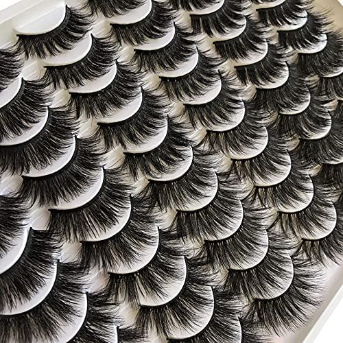 False Eyelashes Pack 30 Pairs - 6 Styles 10-20mm Dramatic Faux Mink Thick Lashes