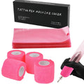 Yuelong Large Tattoo Machine Covers with Grip Tape - 200Pcs Pink Tattoo Pen Bags and 4Pcs Grip Wrap Kit Combination Machine Sleeves Bags Self-Adhesive Grip Covers Tattoo Supplies for Artist