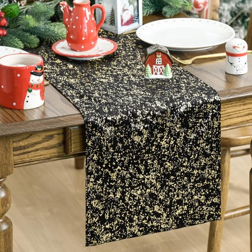 Black Dutch Fleece Table Runner 13x108 Inch Holiday Kitchen Decor