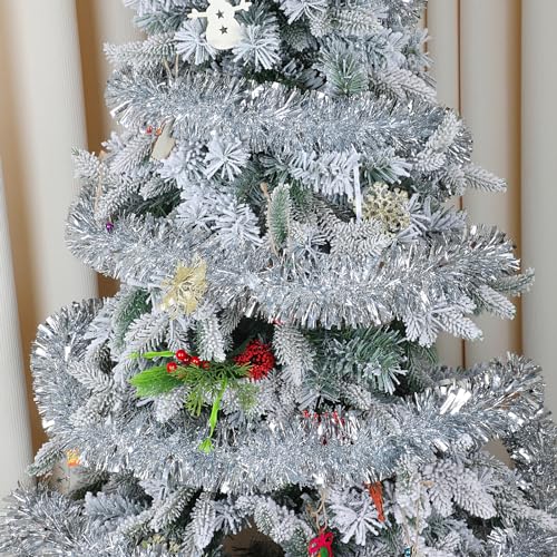 33 Feet Silver Tinsel Garland Pack of 2 - Christmas Metallic Hanging Decor
