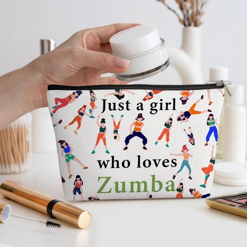Henhesaha Funny Girl Loves Zumba Cosmetic Bag for Women, Zumba Gifts, Zumba Lovers Gifts Makeup Bag Funny Cosmeticcase for Sister Dance Zumba Team Leader Teacher Friend Birthday Friendship Christmas