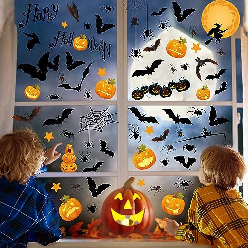 Pumpkin Spider Bats Halloween Window Clings for Home Decor - Variation: Pumpkin