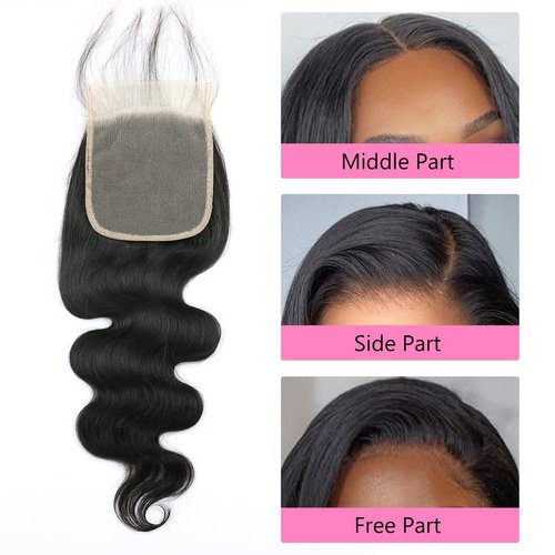 5x5 Transparent HD Lace Closure Only Body Wave Hair Closure Invisible Lace 12A Brazilian Virgin Remy Human Hair Closure 100% Human HairFree Part Pre Plucked Natural Black 16 Inch