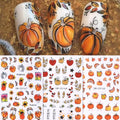 Fall Nail Stickers 6 Sheets Thanksgiving Nail Art Decals Pumpkin Maple Leaves Style 1