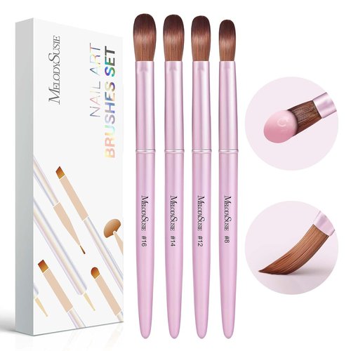 MelodySusie Acrylic Nail Brush Set - 4 Professional Brushes for Acrylic Powder & 3D Nail Art | Sizes 8-16