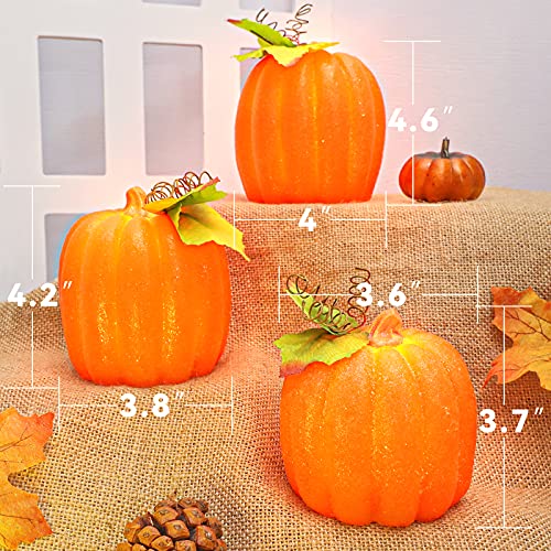 Carved Pumpkin Flameless Candles Set of 3 - Realistic Fall Halloween Decor