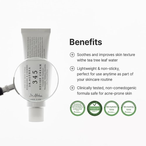 Dr.Althea 345 Relief Cream - Daily Face Moisturizer for Soothing Recovery & Blemish Care | Vegan Skincare, 1.69 Fl Oz