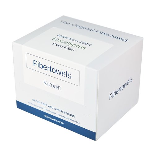 Fibertowels XL Disposable Face Towels 10” x 12” Eucalyptus Fiber Face Towelettes, Ultra Soft Facial Tissue Wipes for Women, Skin Friendly Dry Wipes Makeup Remover 50 Count (Pack of 1)