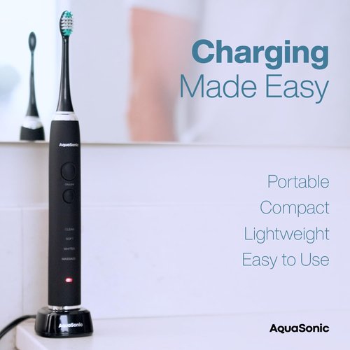 AquaSonic Electric Toothbrush Charger – Conductive Charging Dock, Compatible with Most AquaSonic Toothbrushes – Genuine, Authentic Parts (Black)