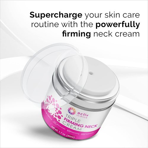 ACTIVSCIENCE Neck Firming Cream - Natural Anti-Aging Moisturizer with Retinol & Hyaluronic Acid - Day & Night Use