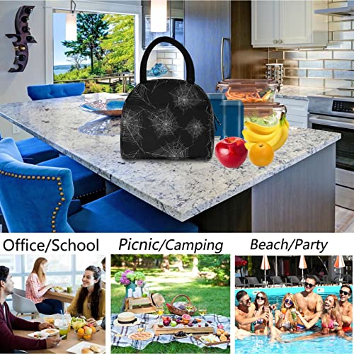 Spider Web Halloween Insulated Cooler Lunch Tote Bag - Black, Web Design