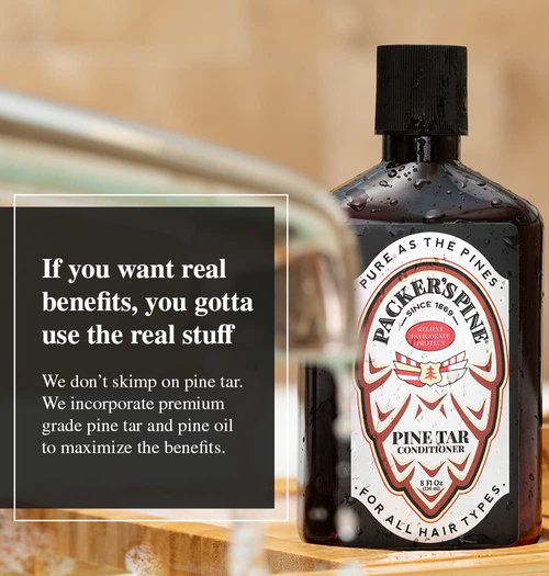 Packer's Pine Tar Conditioner - Natural Psoriasis Relief for Men with Pine Oils | 8 Fl Oz