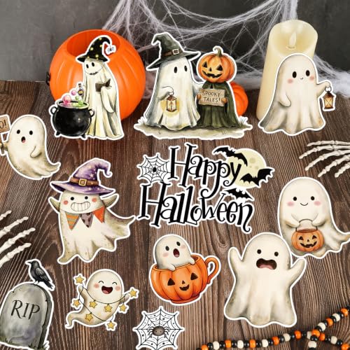 Halloween Ghost Cardboard Cutouts - 36 Pcs Party Decorations with Adhesive for Home Classroom Office - Ghost Variation