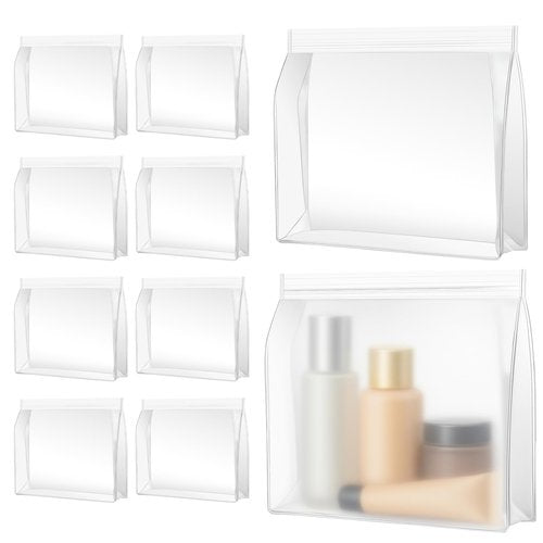 Circloophs 30 Pack Clear Makeup Bag Organizer Cosmetic Zipper Pouch TSA Approved Small Travel Pouches Transparent EVA Reusable Water-resistant Plastic Clear Gift Bags Bulk, Frosted, 11” x 8” x 2.8”