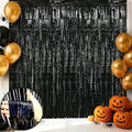 Black Foil Fringe Curtains - 3 Pack, 8.2x3.3ft Party Backdrop for Events - Variation of 3