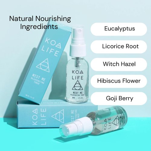 Koa Life Mist Me Rejuvenating Toner - Hydrating Anti-Aging Facial Mist with Witch Hazel & Eucalyptus - 1 FL OZ