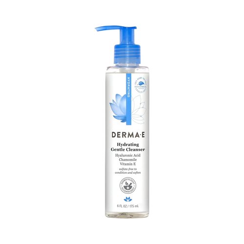 Derma E Hydrating Gentle Cleanser - Moisturizing Facial Wash with Hyaluronic Acid, 6 fl oz