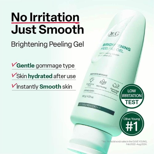 Dr. G Brightening Peeling Gel - Korean Exfoliator for Glowy Skin - Hyaluronic Acid & Vitamin C - 4.23 fl oz