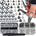 Mini Metal Punk Nail Art Studs Set - Gold & Black 3D Cone & Steel Balls