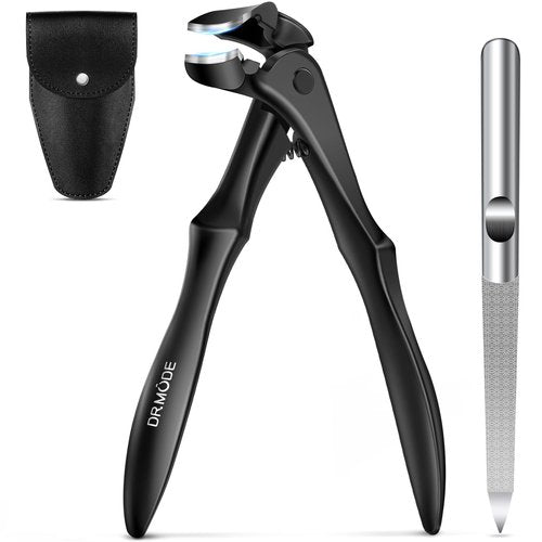 DRMODE Toenail Clippers for Thick Toenails for Seniors, Upgraded Long Handled Angled Head Toe Nail Clippers for Men Thick Nails with Wide Opening, Large Finger Nail Clippers Adult with Catcher