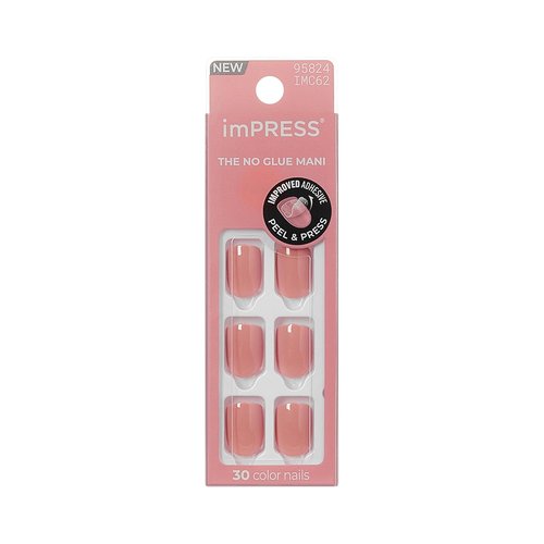 KISS imPRESS Press-On Nails - No Glue Needed, 'Your Magic' Pink, Short Squoval Shape, 30 Nails Included