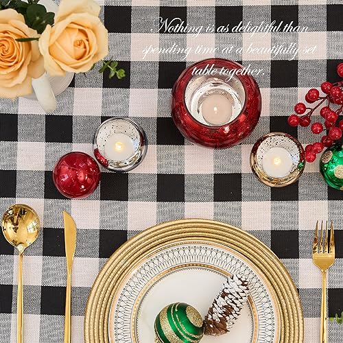 Black White Checkered Rectangle Tablecloth 55x70 Inches - Farmhouse Decor - Variation: Black / 70x55