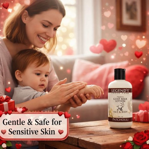 Legend's Creek Farm Goat Milk Lotion - Deeply Moisturizing Body Lotion with Shea Butter & Aloe - 9 oz (Patchouli)
