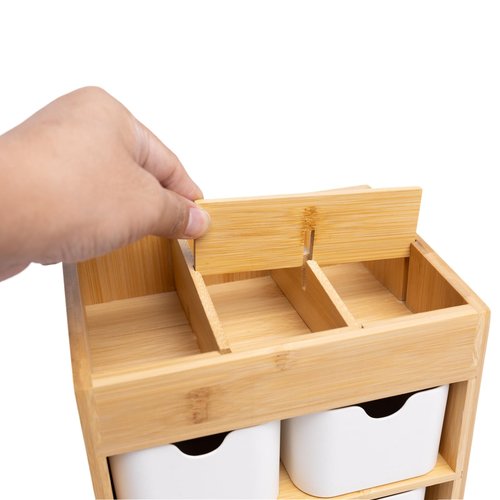Ninebendstreams Bamboo Makeup Organizer with 3 Drawers, Dresser Cosmetic Organizer Box,Bamboo Desk Organizer for Home with Adjustable Dividers