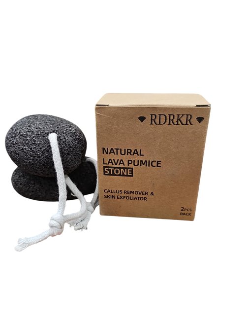 RDRKR 2-Pack Natural Lava Pumice Stone for Feet & Hands – Callus & Corn Remover for Cracked Heels, Hard Dry Skin Exfoliator, Volcanic Foot Scrubber Pedicure Tool (Black)