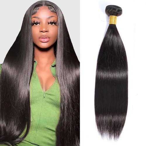 Straight Bundles Human Hair Natural Color 180 Density Unprocessed Brazilian Virgin Human Hair Bundles 12A Grade Double Weft Virgin Hair Extensions 26 Inch