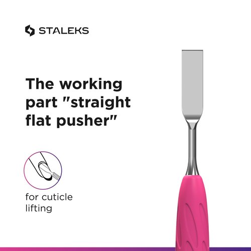 Staleks Pro UNIQ 11 Gummy Pusher Type 1 – Silicone Handle – Straight Flat and Loop Ends – For Manicure and Pedicure