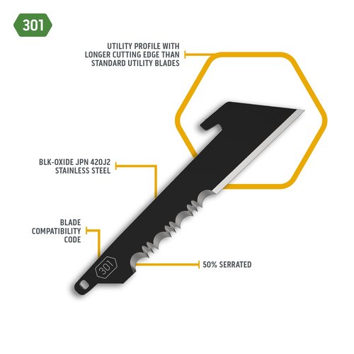 OUTDOOR EDGE RazorSafe 3" Black Utility with Serrations - 6 Pack of Black EDC Utility Blades, Compatible 3" Razor Blade Knives, Perfect for Work & Everyday Carry