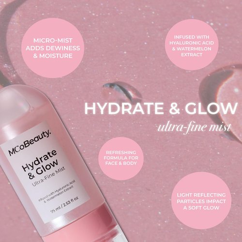 MCoBeauty Hydrate & Glow Mist - Ultra-Fine Hydrating Face & Body Spray with Hyaluronic Acid | Vegan & Cruelty-Free