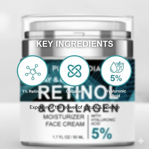 Purelyindia Retinol Cream for Face – Anti-Aging Moisturizer to Reduce Wrinkles & Fine Lines – Hydrating Retinol Night & Day Cream for Smooth, Firm Skin