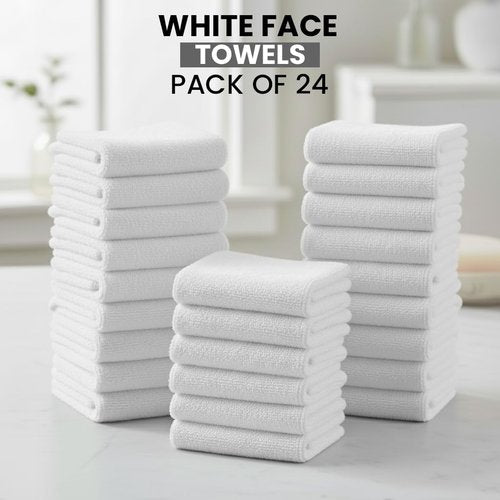 CottonsClout 100% Ring Spun Cotton Washcloths 12Lx12W – Pack of 24 | Lightweight, Fast‑Dry, Everyday Utility Cloths for Kitchen & Home (White)