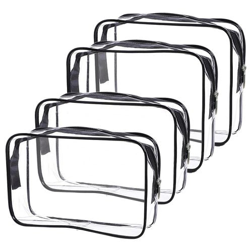 Cosywell Clear Toiletry Bag Quart Size Bag Travel Makeup Cosmetic Bag PVC Toiletries Cosmetic Pouch for Women Men 3PCS (2M+2S)