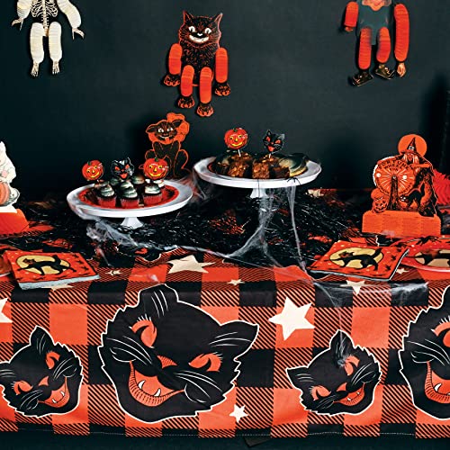 Black Cat Halloween Table Cover - 55 x 90.5 Inch Rectangular Fabric Decor - Variant: 90.5" x 55"