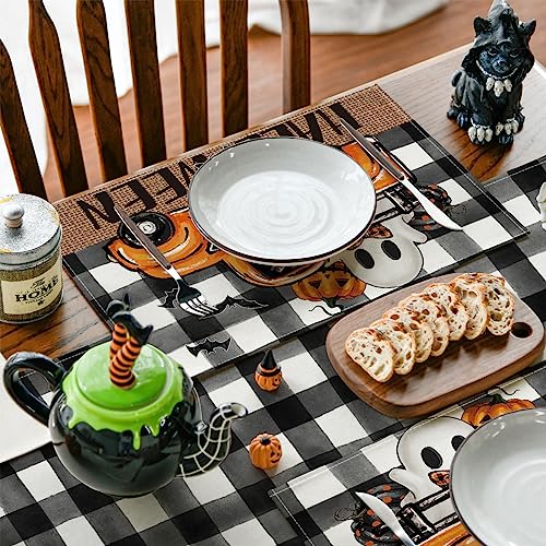Halloween Bat Ghost Placemats Set of 4 12x18 Inch Spooky Table Decor for Kitchen & Dining