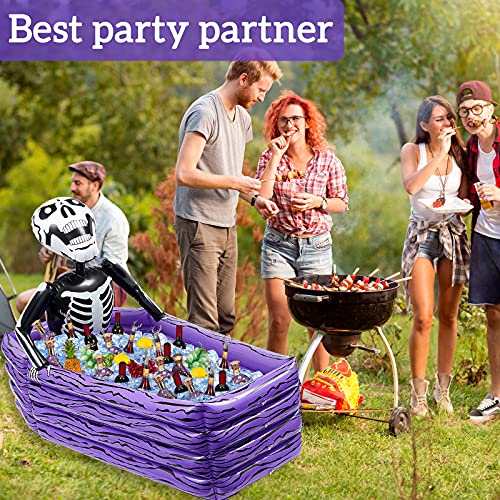 Halloween Inflatable Coffin Cooler - 43 Inch Purple Drink Holder for Parties