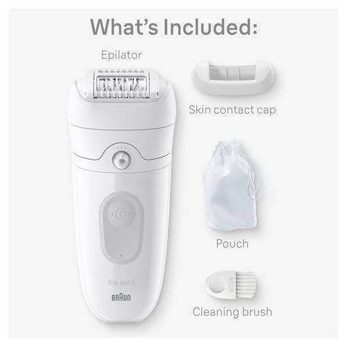 Braun Silk-épil 5 Epilator - Women’s Hair Removal Device for Wet & Dry Use | Includes Skin Contact Cap, Grey