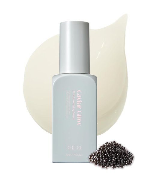 Delere Caviar Glow Smoothing Serum - Caviar Collagen, Niacinamide & Retinol for Radiant Skin | 1.7oz