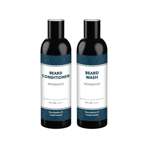 Detroit Grooming Co. Beard Wash & Conditioner Bundle – The Ultimate Beard Kit with Biotin & Argan Oil – Fresh Cherry Tobacco Scent – 8 oz Each (Ironwood)