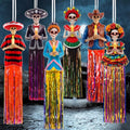 Day of the Dead Hanging Sugar Skull Decorations - Candle Style, 6 Pieces, 3 Ft