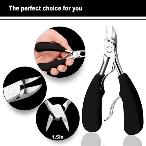 10pcs Ingrown Toenail Pedicure Tool Kit, Professional Surgical Stainless Steel Ingrown Toenail Removal, Treatment for Nail Correction Polish Pain Relief (Black)
